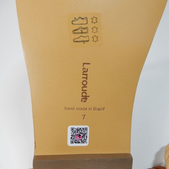 Larroude Santorini Twist Strap Flat Sandals Size 7 Brown Beige Leather NEW - Picture 12 of 16
